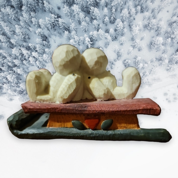 Vtg 1999 Crazy Mountain Santa Sleigh Snowman Kids Sculptures Figurine - Picture 6 of 8